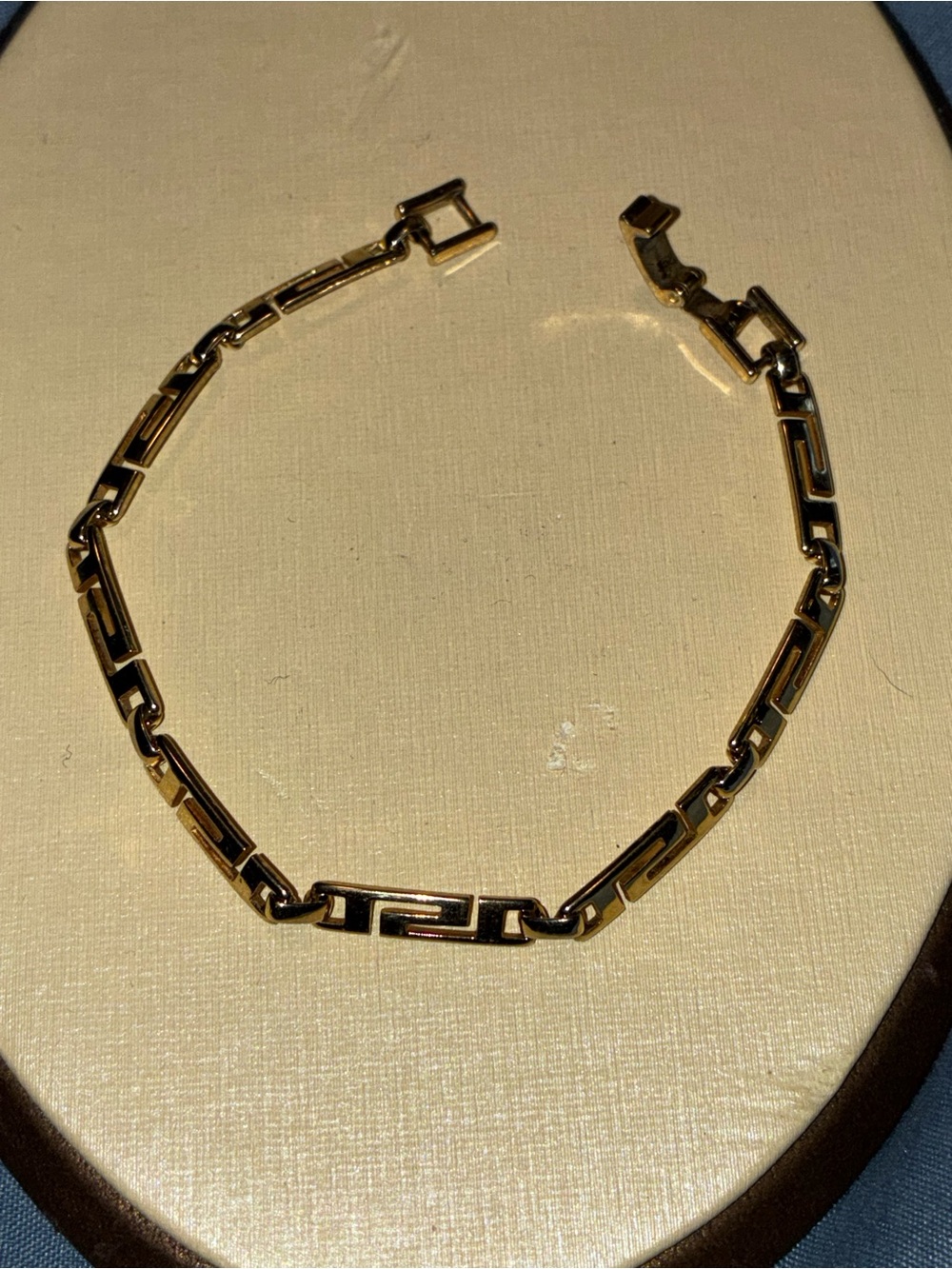 Gold-Tone Link Bracelet with Greek Key Motif